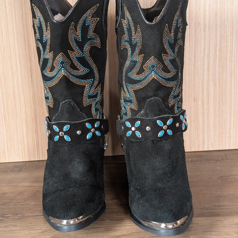 Black And Turquoise Dingo Women's Western Boots 6.5 - Picture 4 of 9